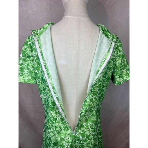 Vintage 1970s GreenβMod Floral Dress Mod MCM Retro - Picture 7 of 7